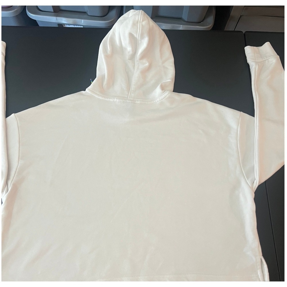 Puma Womens White Cropped Hoodie Rainbow Logo Sweatshirt Large (1092) - Picture 10 of 12